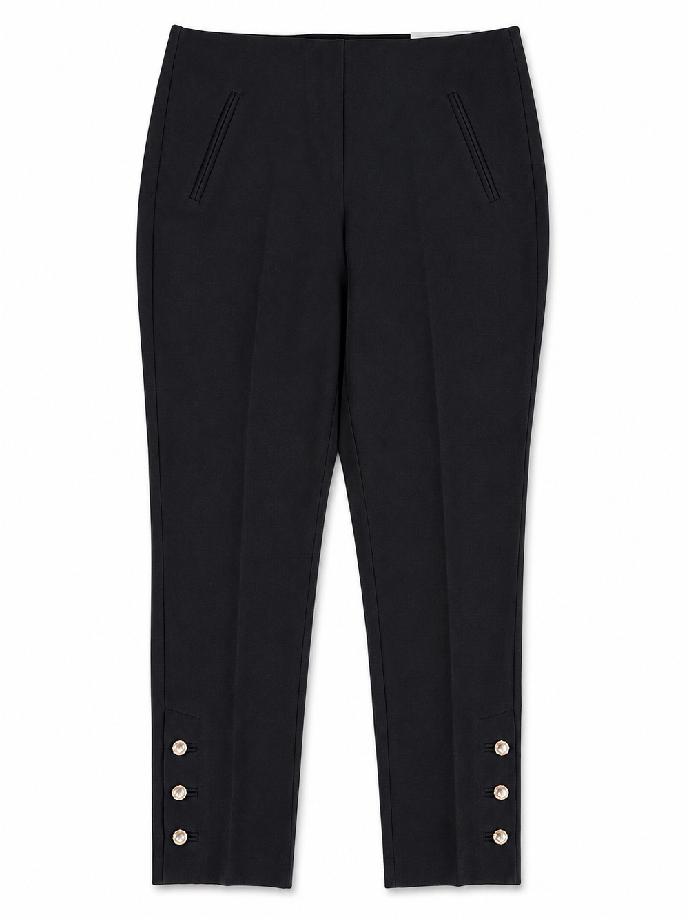 Chico’s So Slimming Juliet Pearl Button Ankle Pants Black Size 1.5 (US 10)